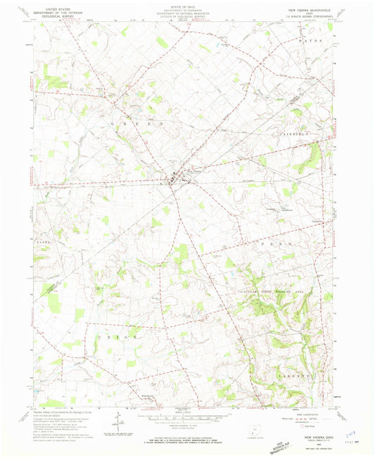 Classic USGS New Vienna Ohio 7.5'x7.5' Topo Map Image