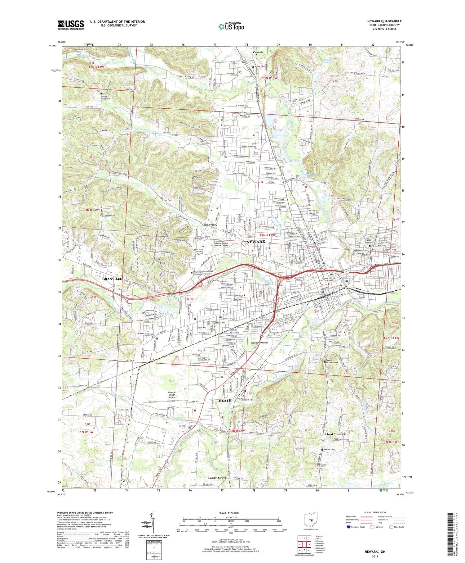 Newark Ohio US Topo Map Image