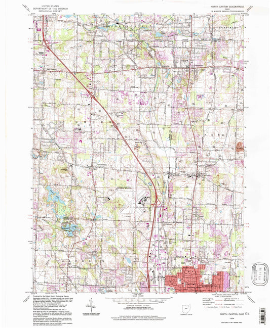 Classic USGS North Canton Ohio 7.5'x7.5' Topo Map Image