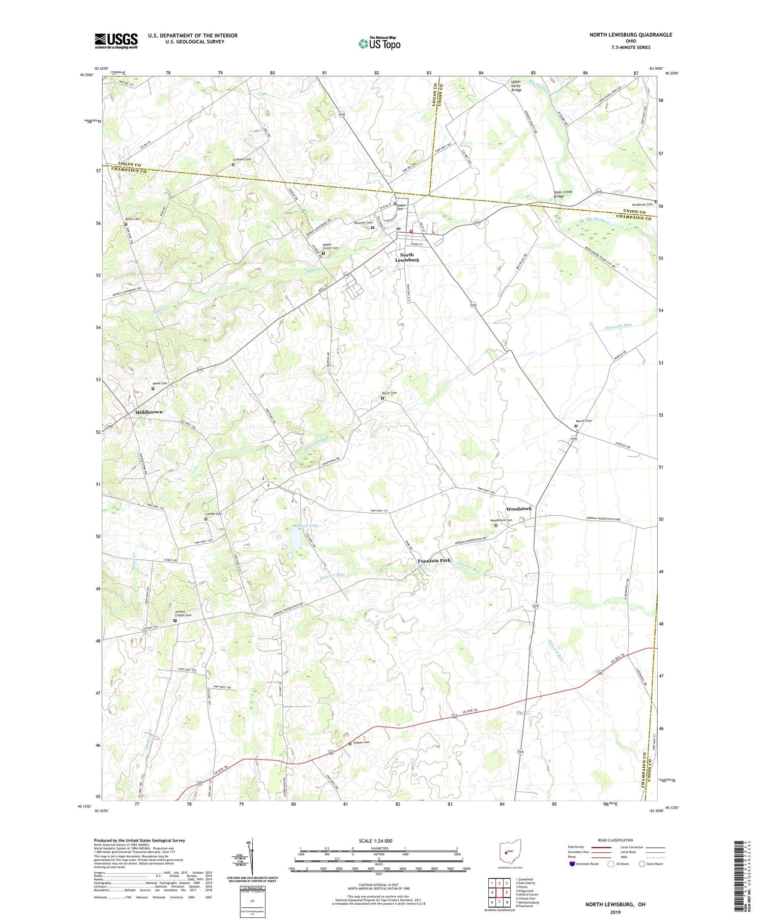 North Lewisburg Ohio US Topo Map Image