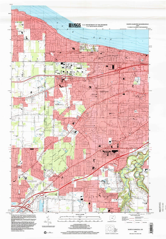 Classic USGS North Olmsted Ohio 7.5'x7.5' Topo Map Image