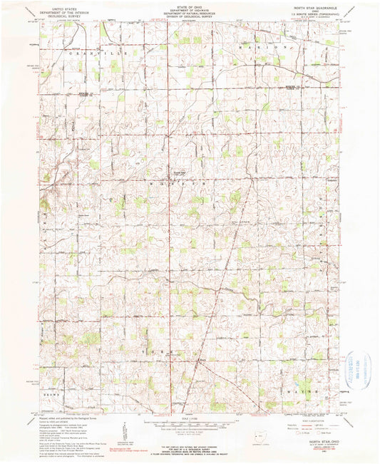 Classic USGS North Star Ohio 7.5'x7.5' Topo Map Image