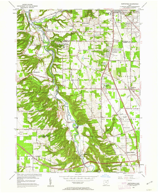 USGS Classic Northfield Ohio 7.5'x7.5' Topo Map Image