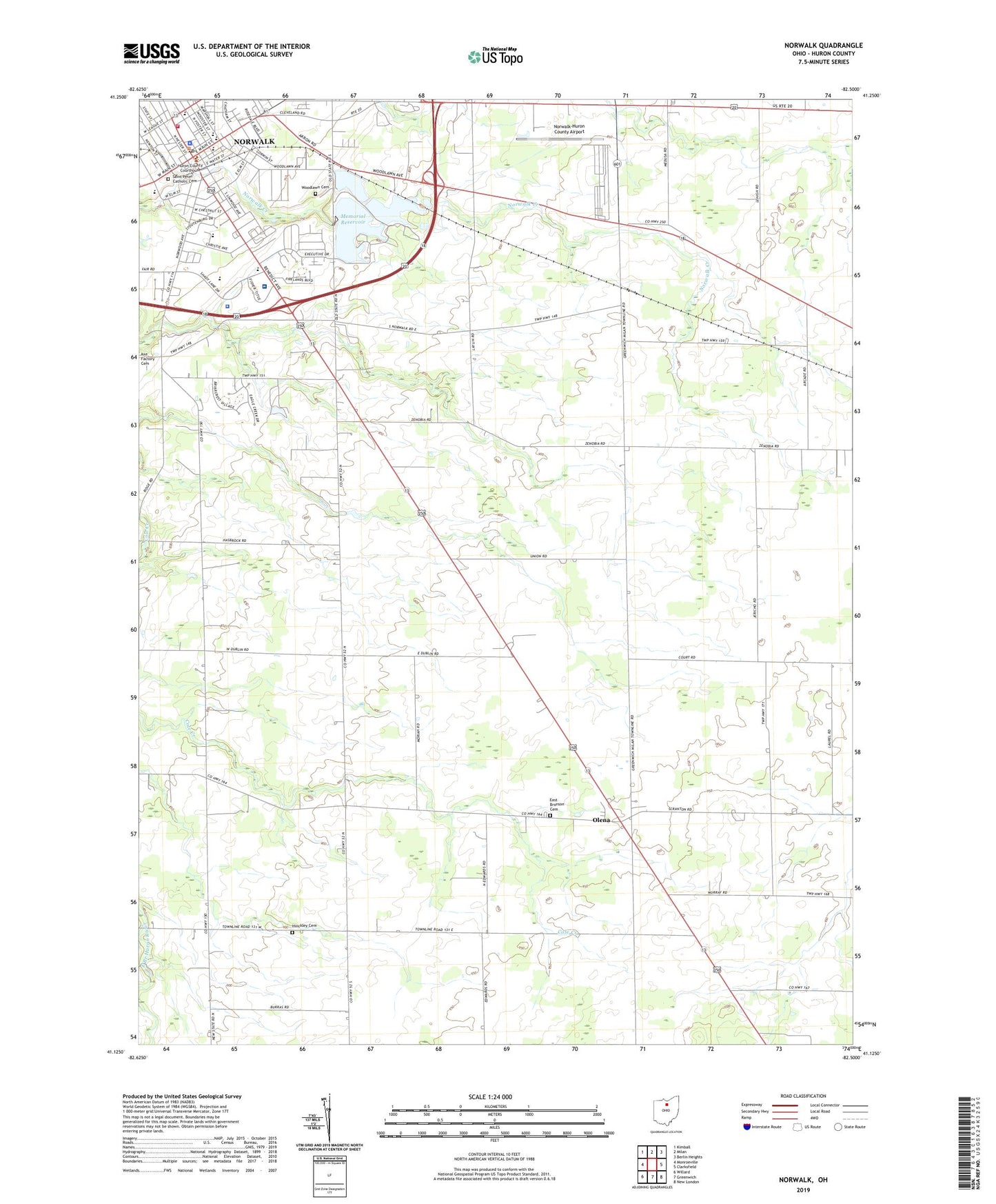 Norwalk Ohio US Topo Map Image