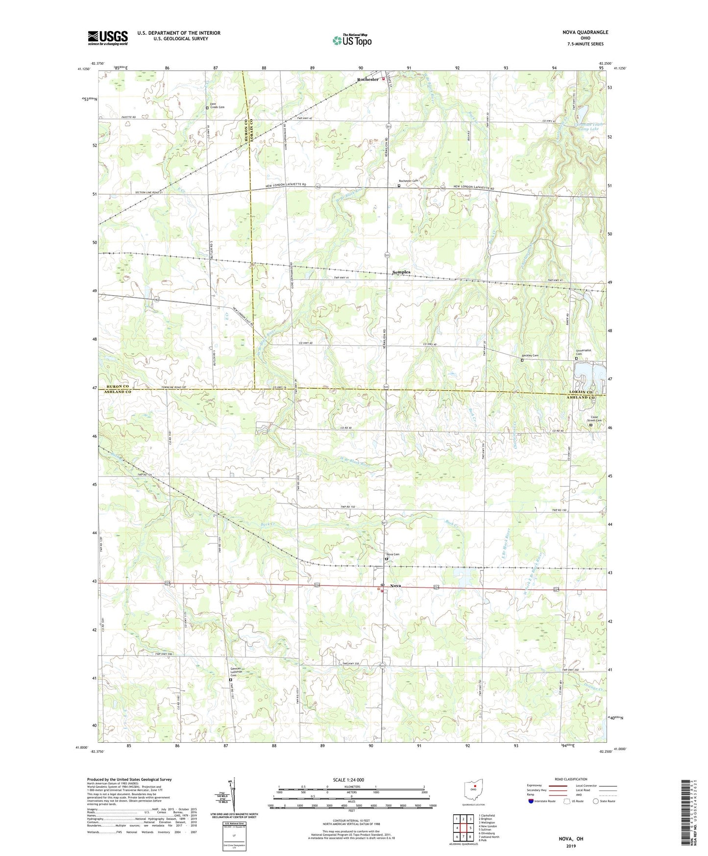 Nova Ohio US Topo Map Image