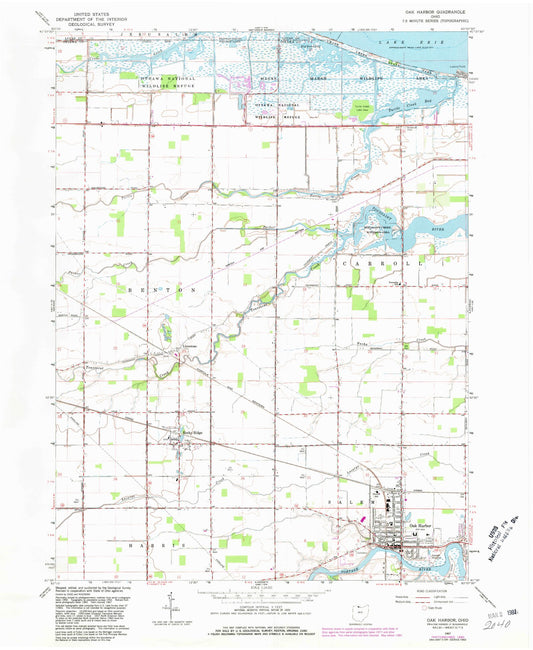 Classic USGS Oak Harbor Ohio 7.5'x7.5' Topo Map Image