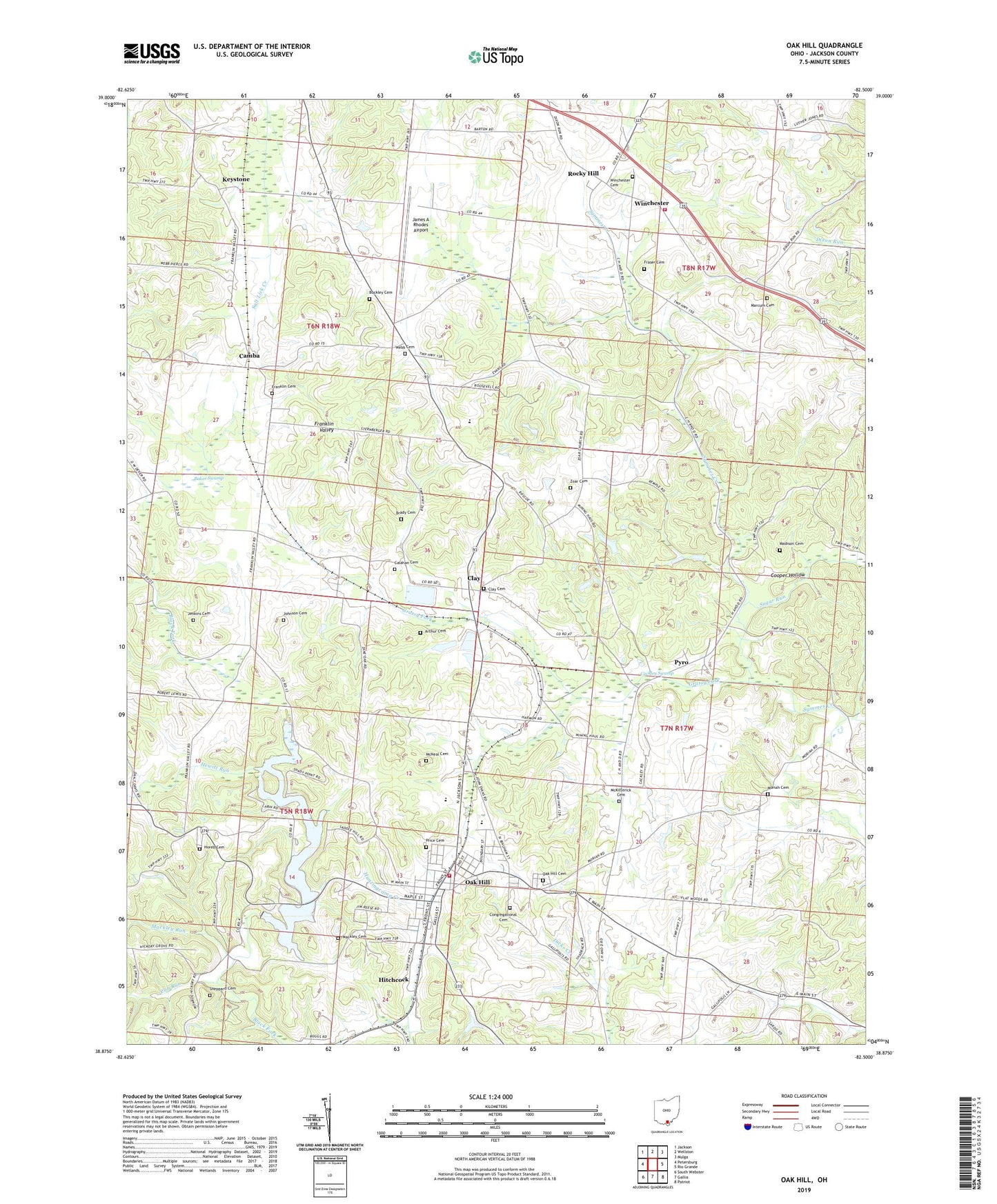 Oak Hill Ohio US Topo Map Image