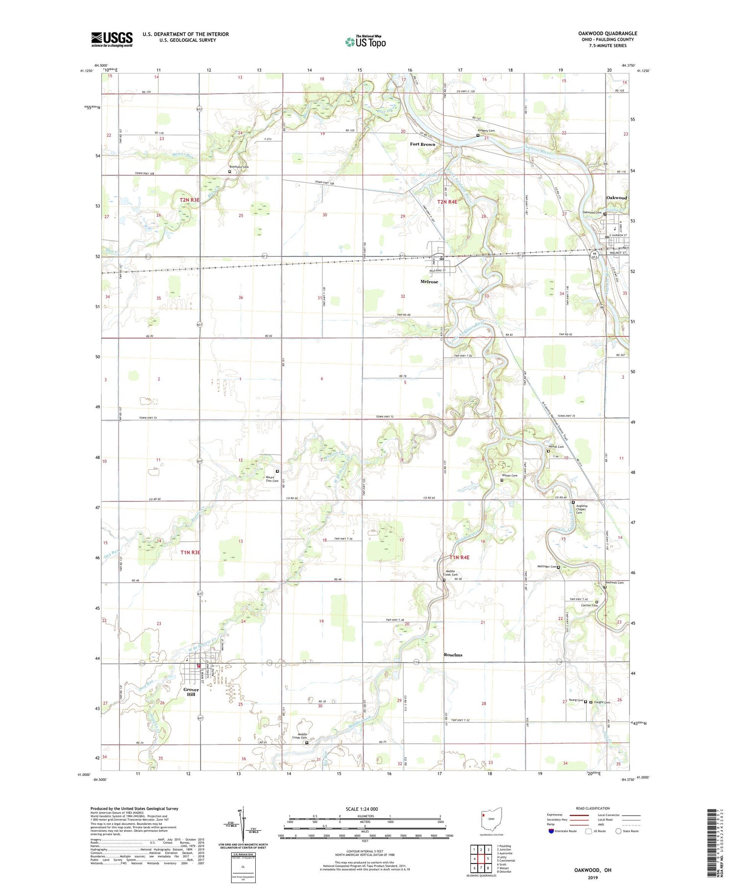 Oakwood Ohio US Topo Map Image