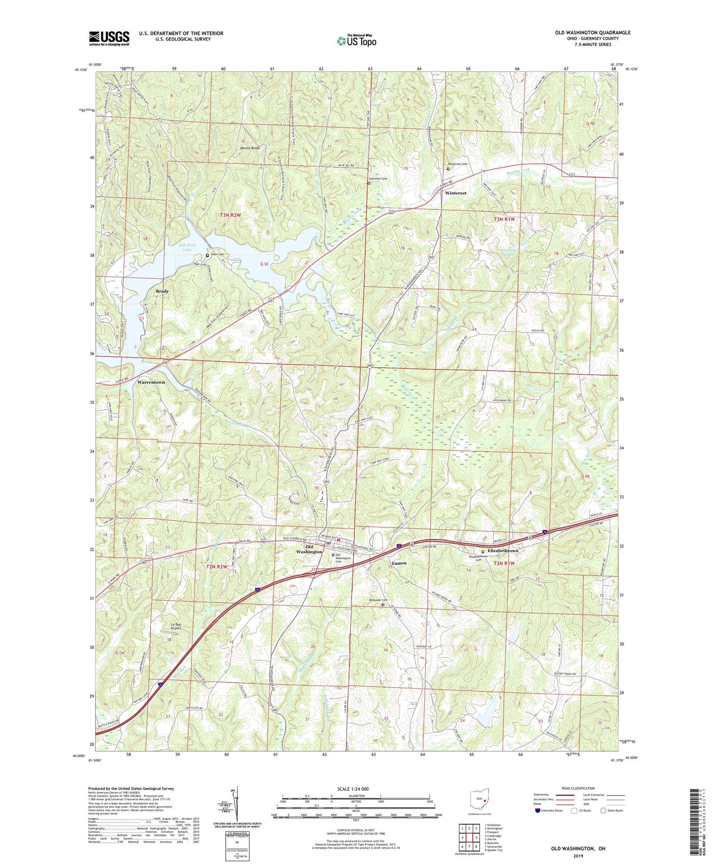 Old Washington Ohio US Topo Map Image