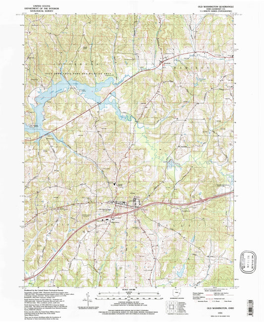 Classic USGS Old Washington Ohio 7.5'x7.5' Topo Map Image