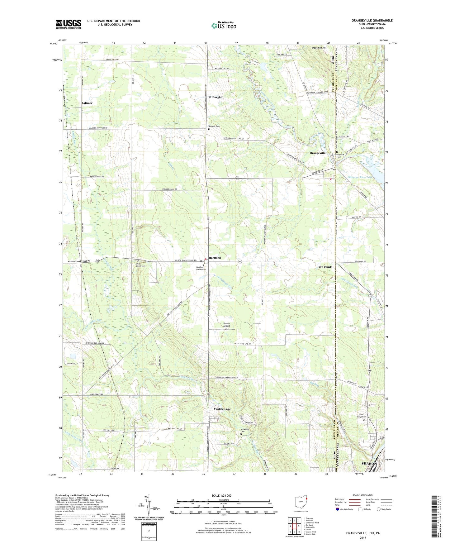 Orangeville Ohio US Topo Map Image