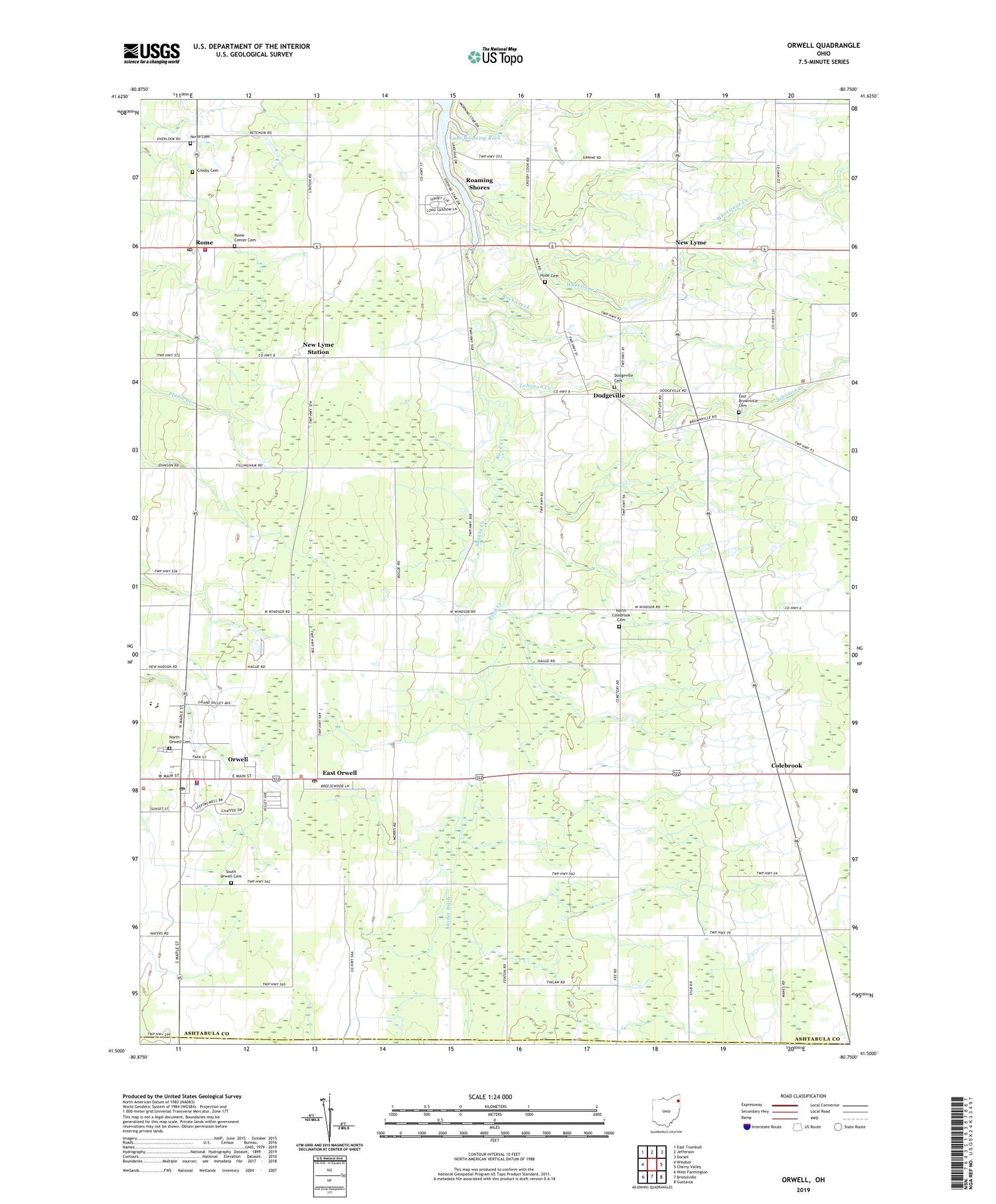 Orwell Ohio US Topo Map Image