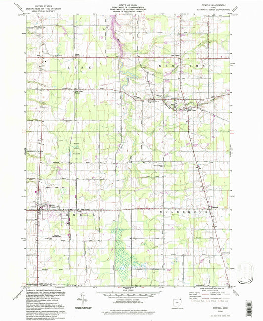 Classic USGS Orwell Ohio 7.5'x7.5' Topo Map Image