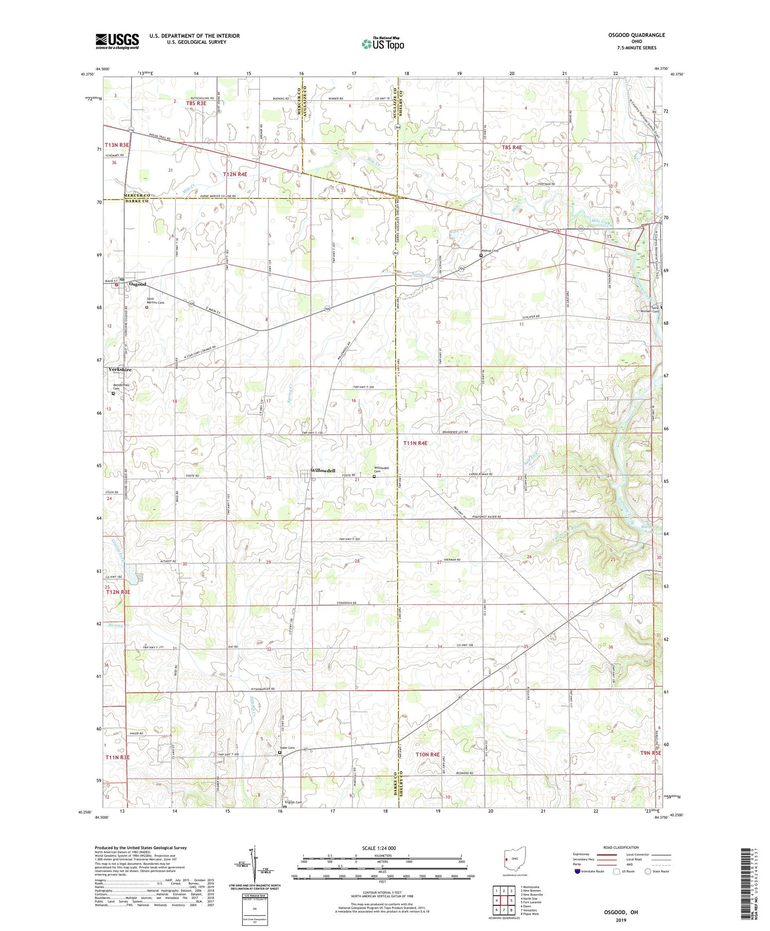 Osgood Ohio US Topo Map Image