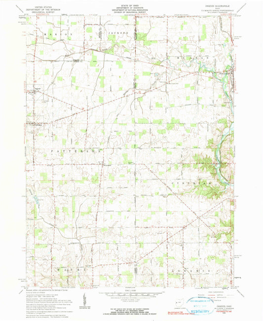 Classic USGS Osgood Ohio 7.5'x7.5' Topo Map Image