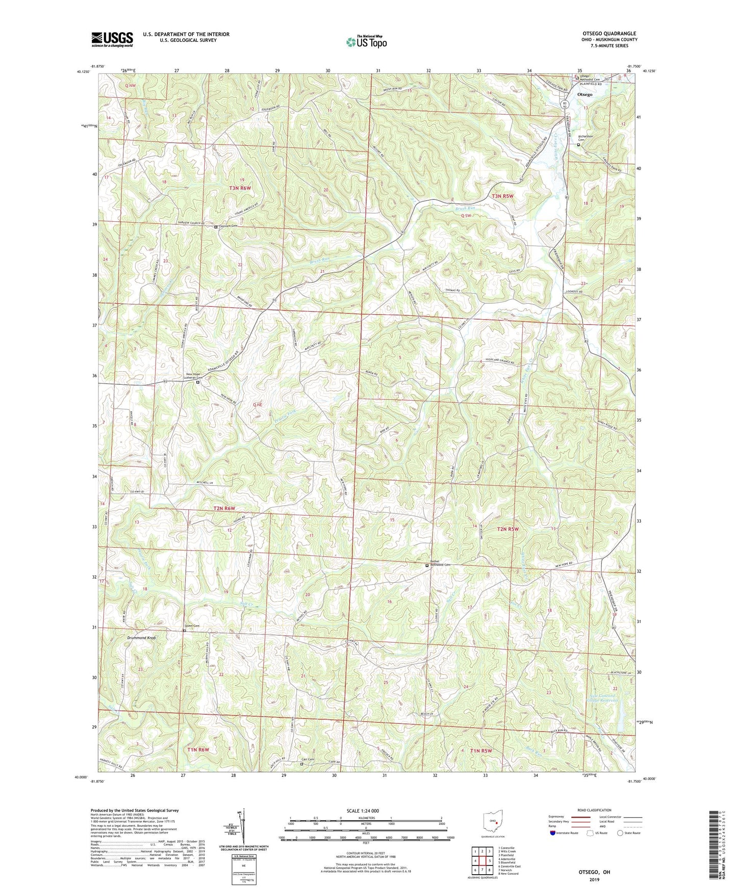Otsego Ohio US Topo Map Image