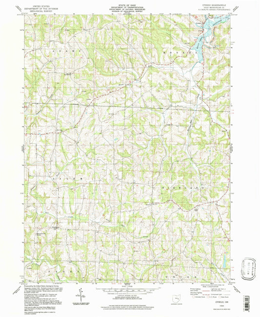 Classic USGS Otsego Ohio 7.5'x7.5' Topo Map Image