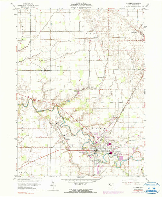 Classic USGS Ottawa Ohio 7.5'x7.5' Topo Map Image