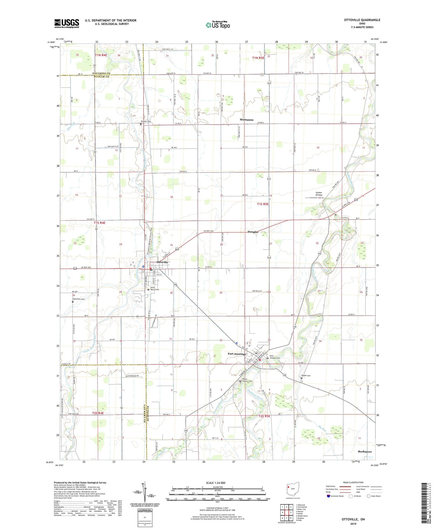 Ottoville Ohio US Topo Map Image
