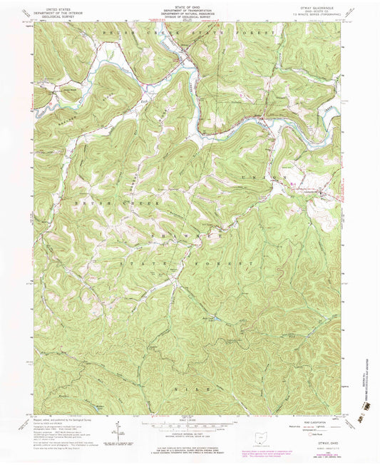 Classic USGS Otway Ohio 7.5'x7.5' Topo Map Image