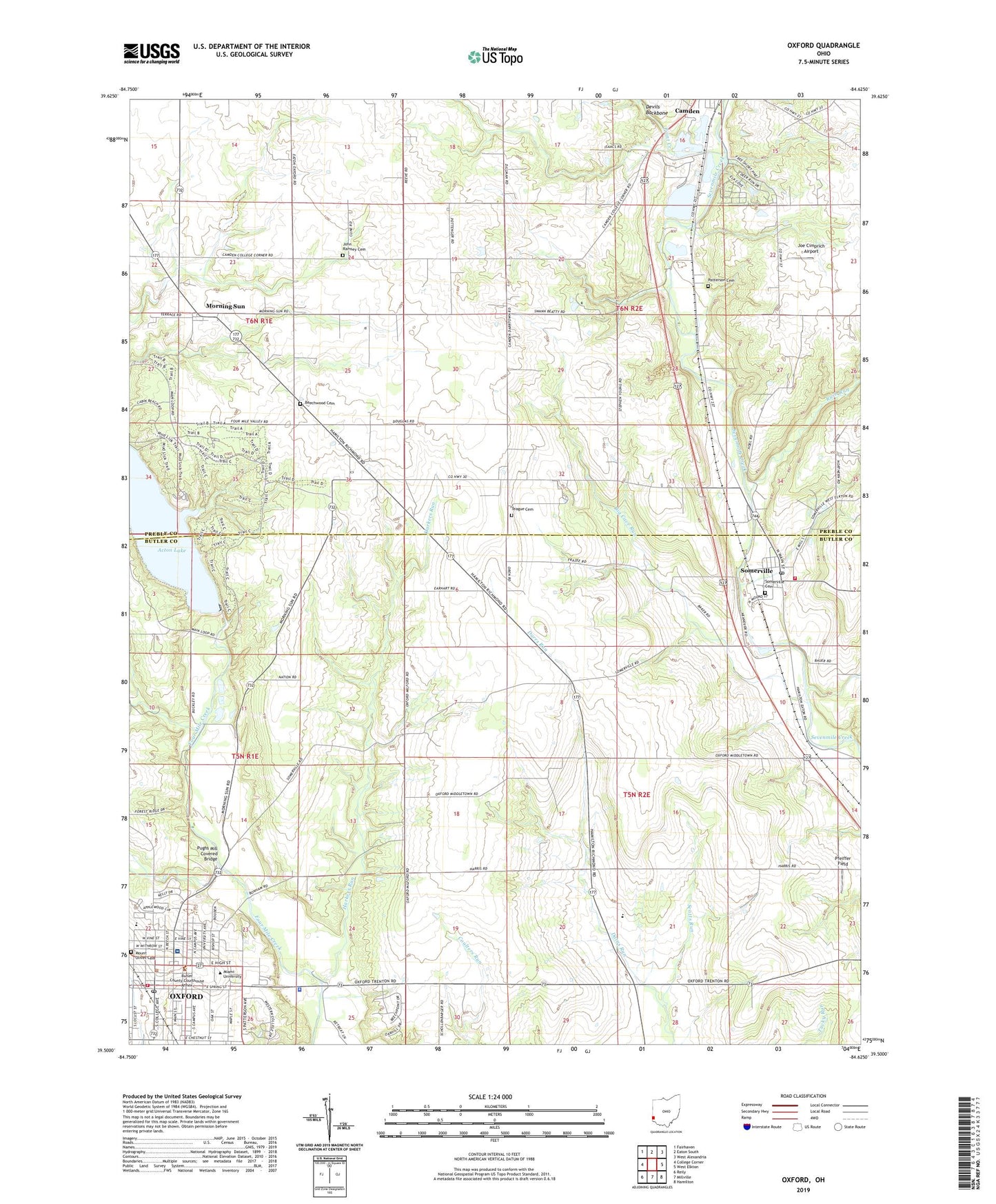 Oxford Ohio US Topo Map Image