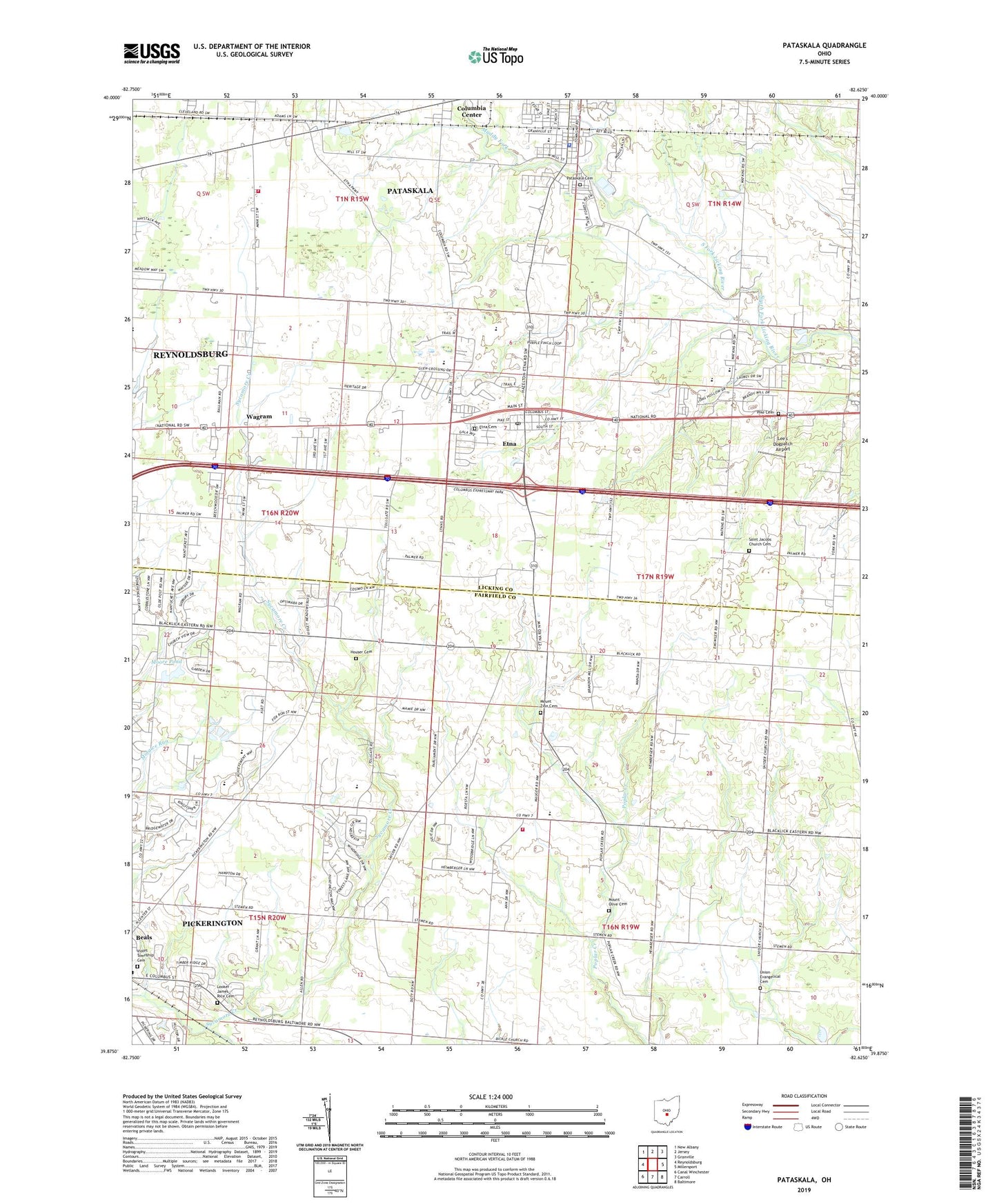 Pataskala Ohio US Topo Map Image