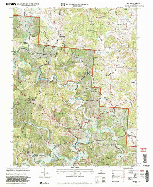 Classic USGS Patriot Ohio 7.5'x7.5' Topo Map Image