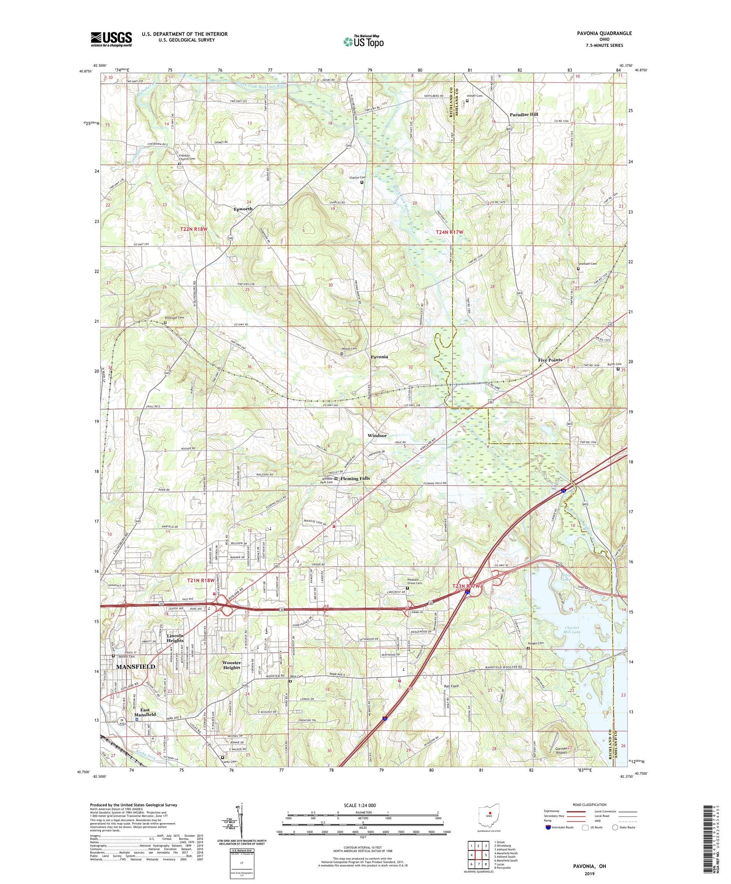 Pavonia Ohio US Topo Map Image