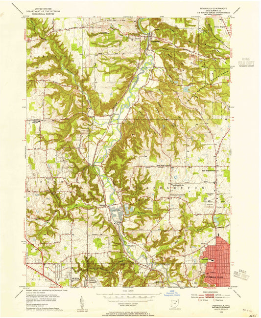 USGS Classic Peninsula Ohio 7.5'x7.5' Topo Map Image