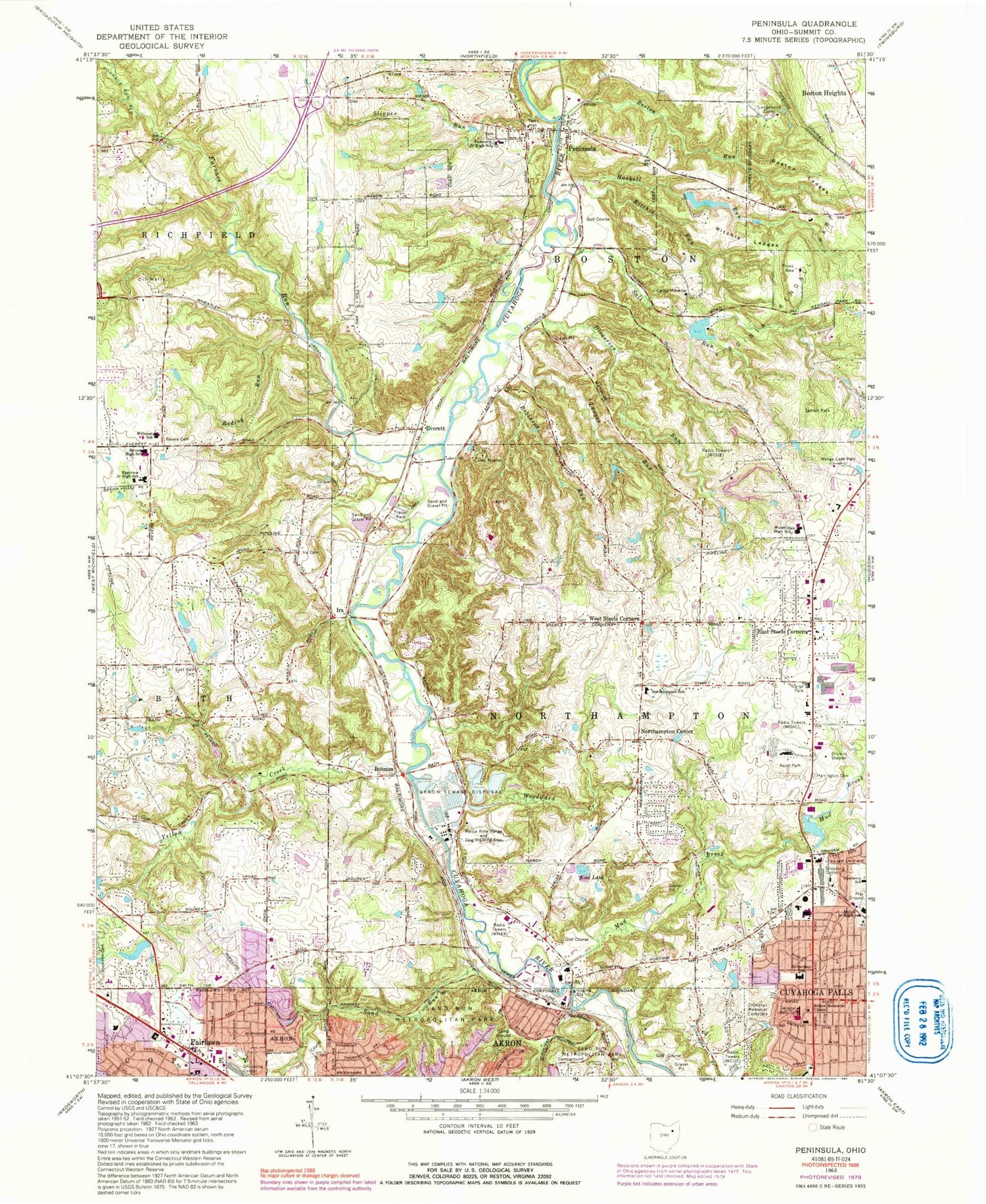 USGS Classic Peninsula Ohio 7.5'x7.5' Topo Map Image