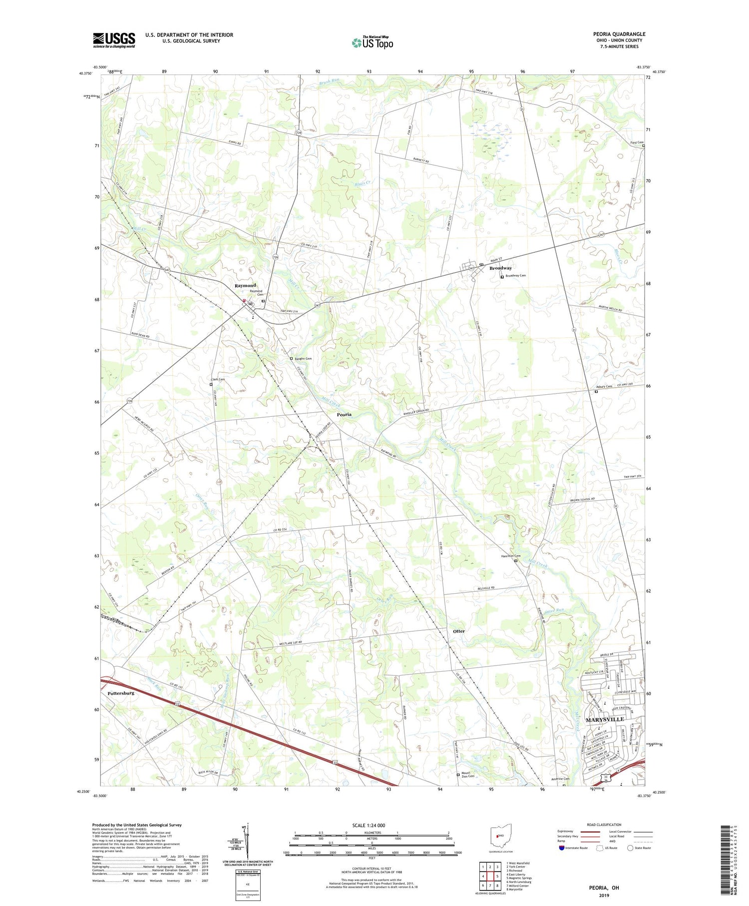 Peoria Ohio US Topo Map Image