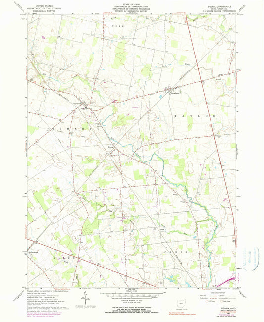 Classic USGS Peoria Ohio 7.5'x7.5' Topo Map Image