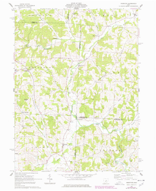Classic USGS Perryton Ohio 7.5'x7.5' Topo Map Image