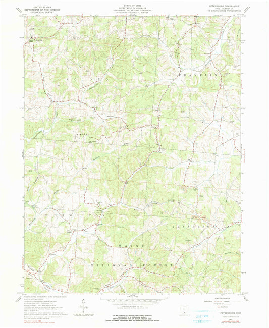 Classic USGS Petersburg Ohio 7.5'x7.5' Topo Map Image