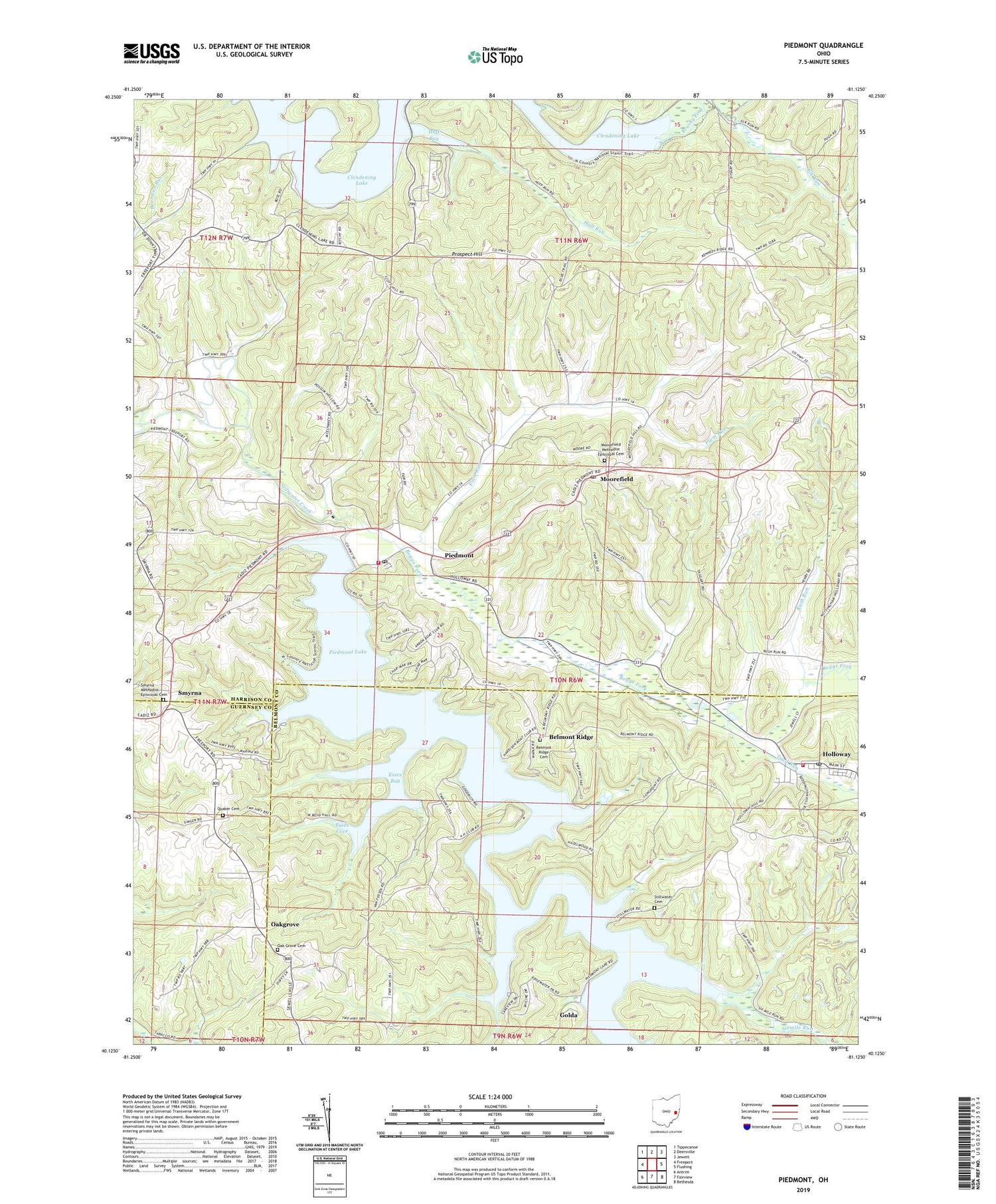 Piedmont Ohio US Topo Map Image