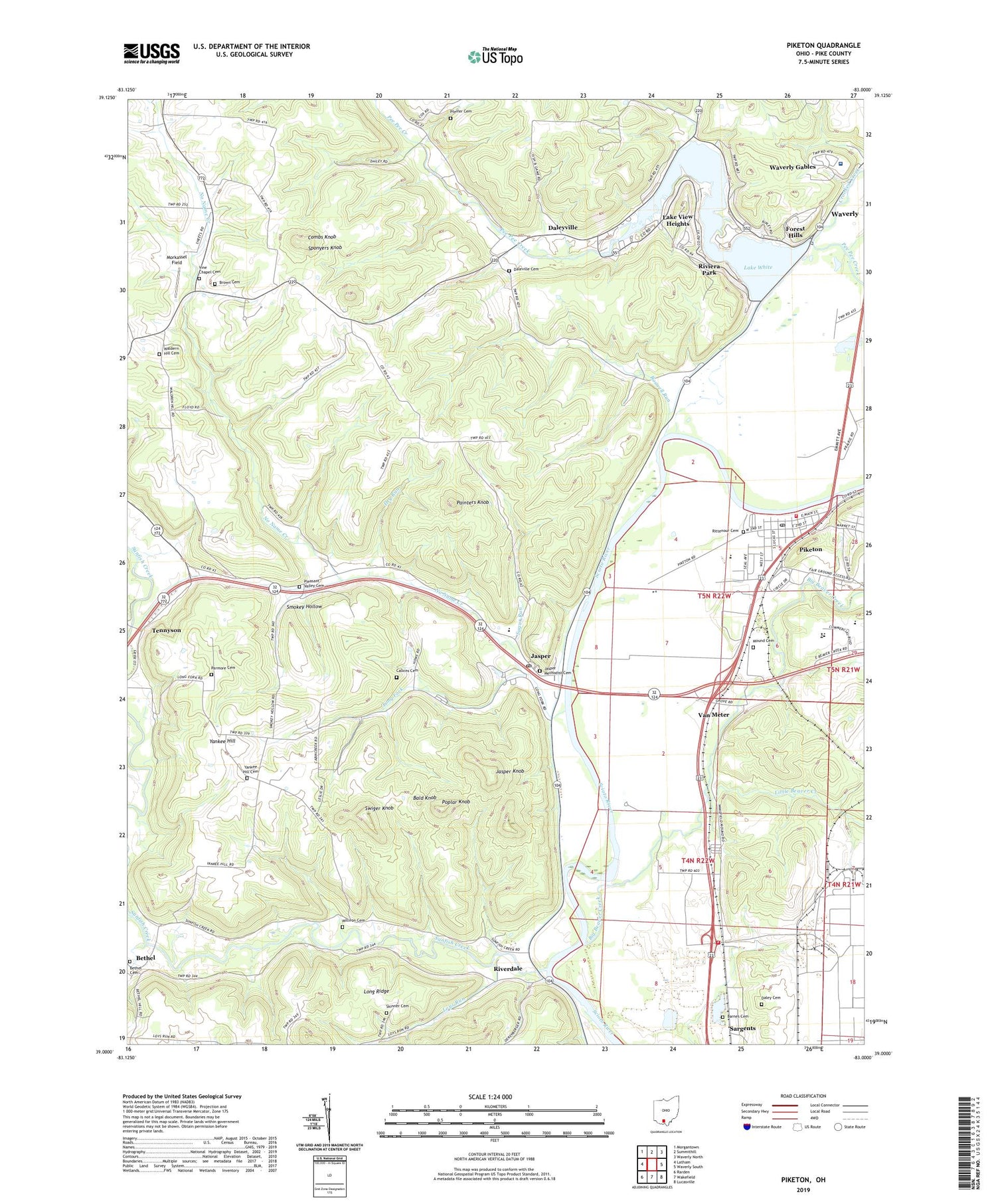 Piketon Ohio US Topo Map Image