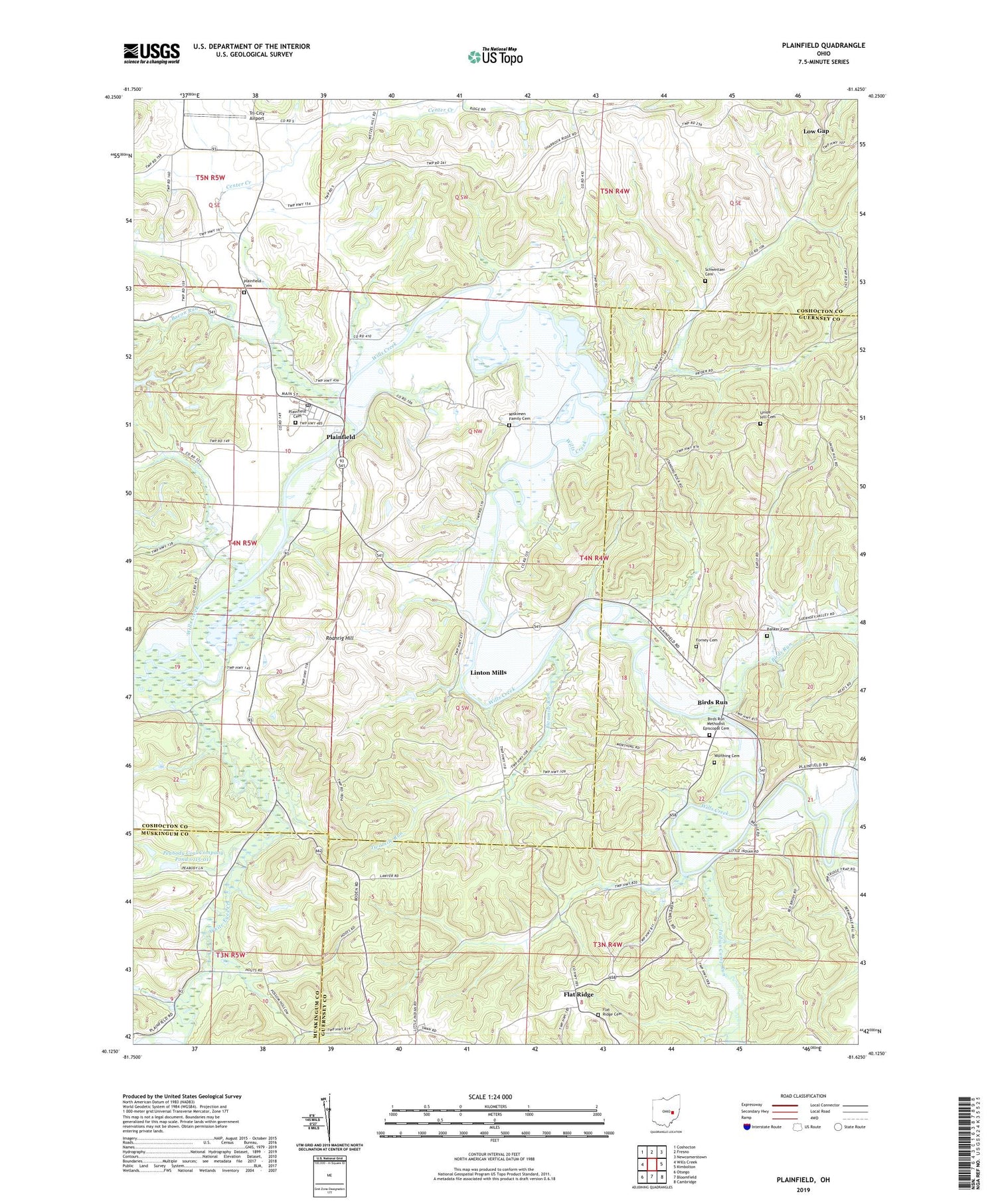 Plainfield Ohio US Topo Map Image