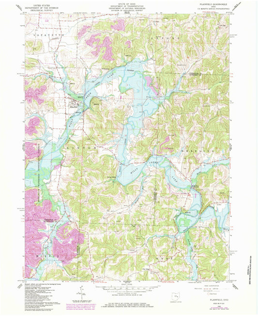 Classic USGS Plainfield Ohio 7.5'x7.5' Topo Map Image