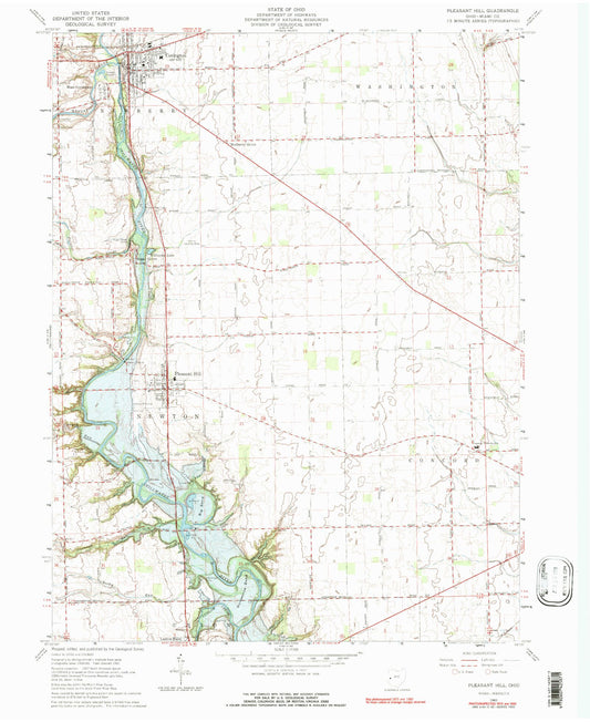 Classic USGS Pleasant Hill Ohio 7.5'x7.5' Topo Map Image