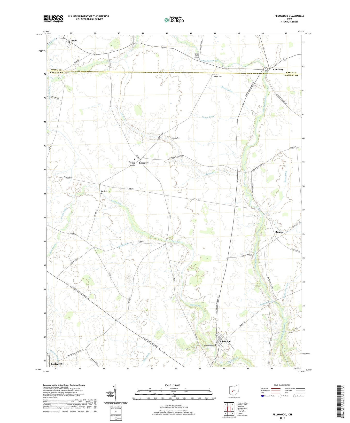 Plumwood Ohio US Topo Map Image