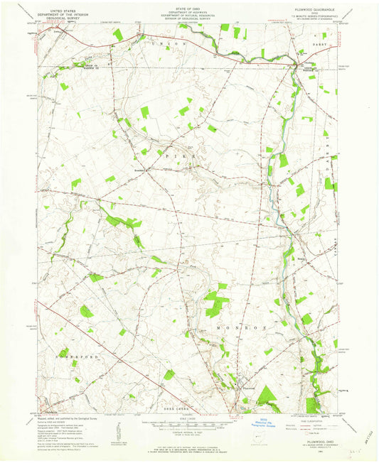 Classic USGS Plumwood Ohio 7.5'x7.5' Topo Map Image