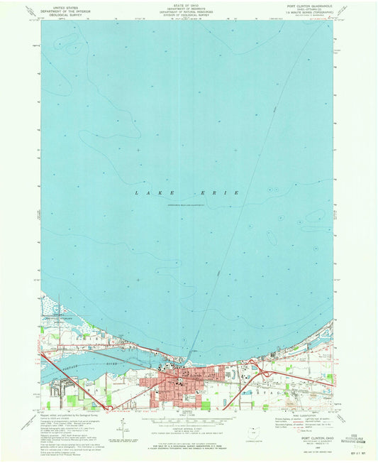 Classic USGS Port Clinton Ohio 7.5'x7.5' Topo Map Image