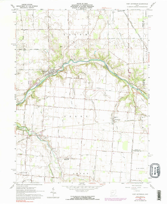 Classic USGS Port Jefferson Ohio 7.5'x7.5' Topo Map Image