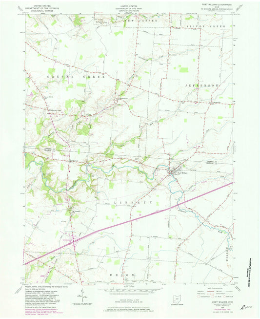 Classic USGS Port William Ohio 7.5'x7.5' Topo Map Image