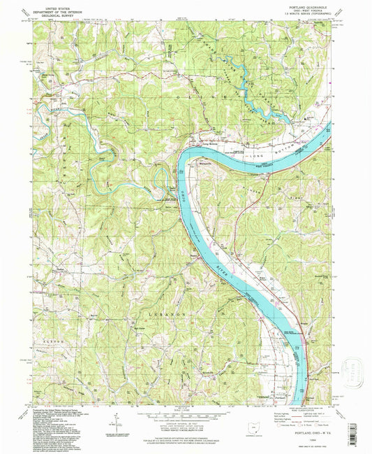 Classic USGS Portland Ohio 7.5'x7.5' Topo Map Image