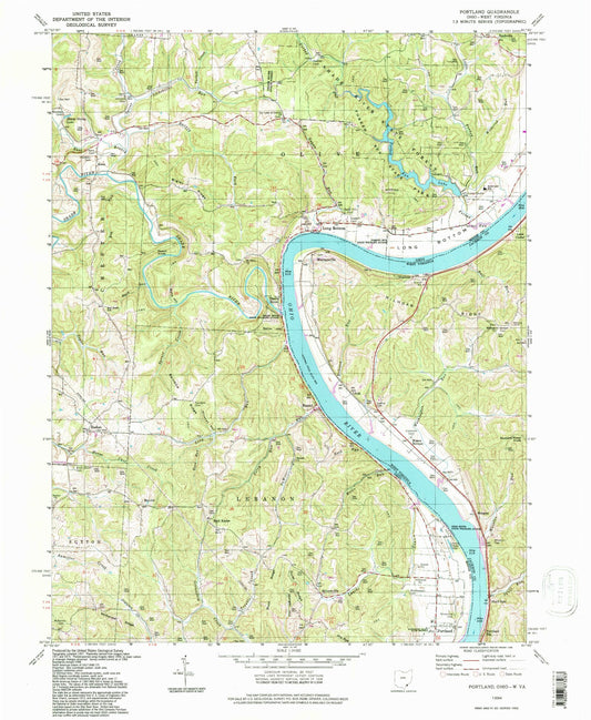 Classic USGS Portland Ohio 7.5'x7.5' Topo Map Image