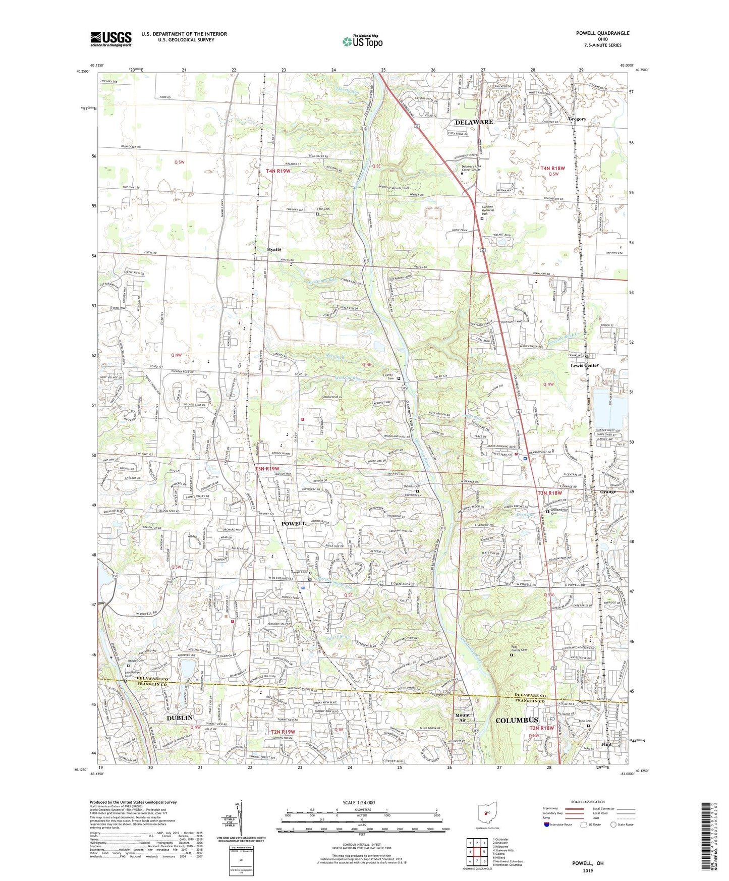 Powell Ohio US Topo Map Image