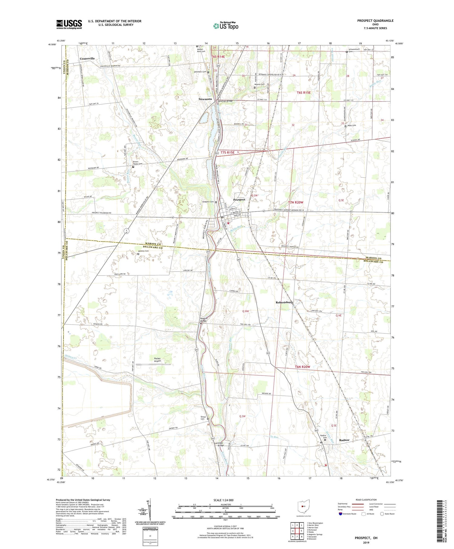 Prospect Ohio US Topo Map Image
