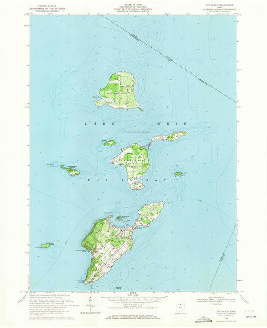 Classic USGS Put-in-Bay Ohio 7.5'x7.5' Topo Map Image