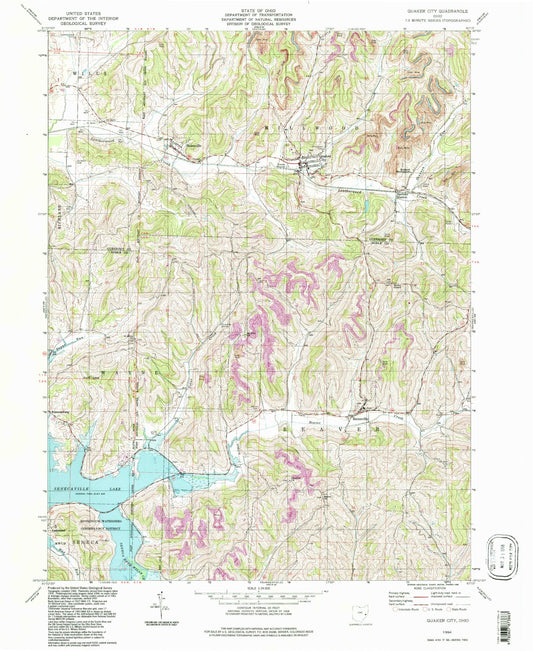 Classic USGS Quaker City Ohio 7.5'x7.5' Topo Map Image